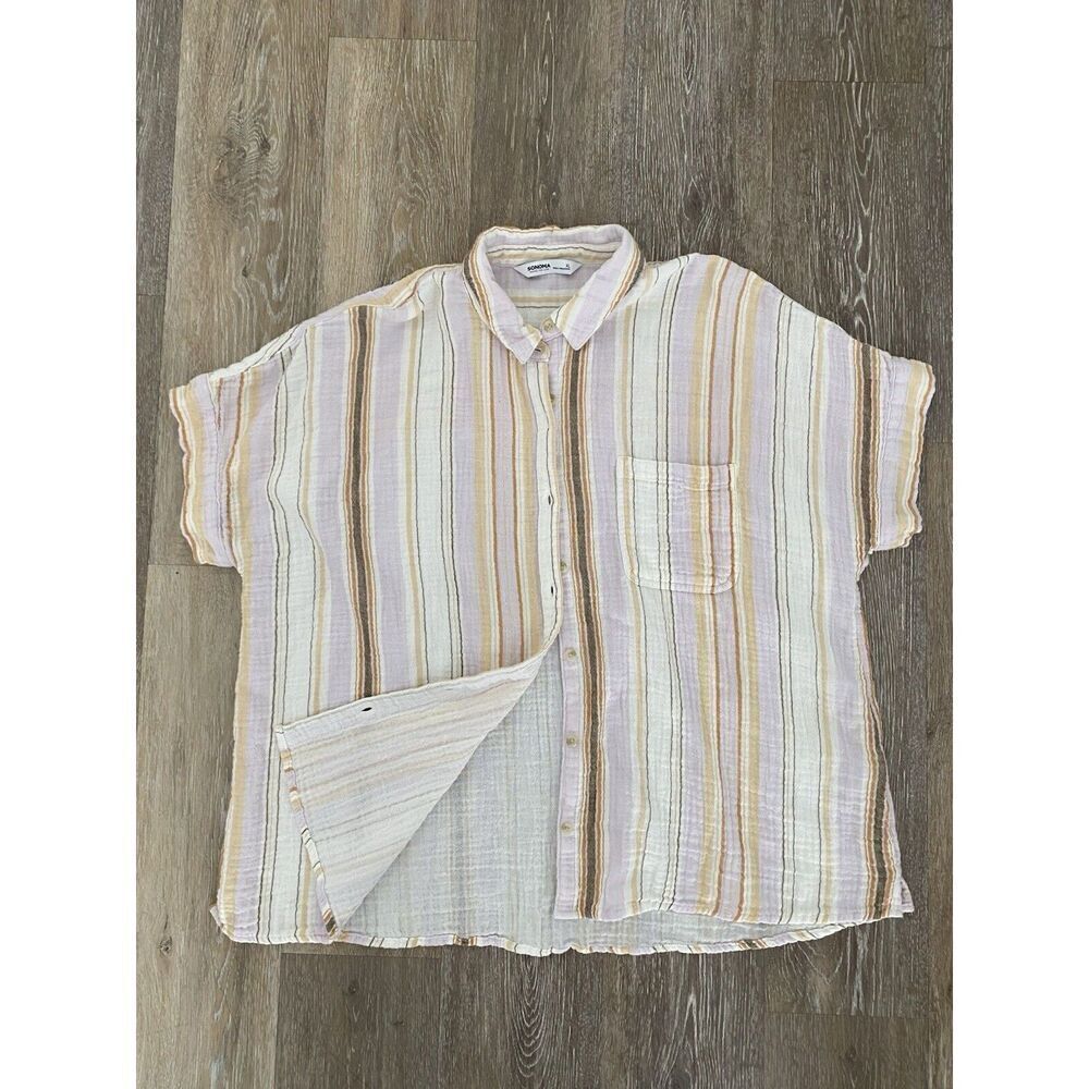 Sonoma Womans XL Striped Button up Shirt Sleeve top